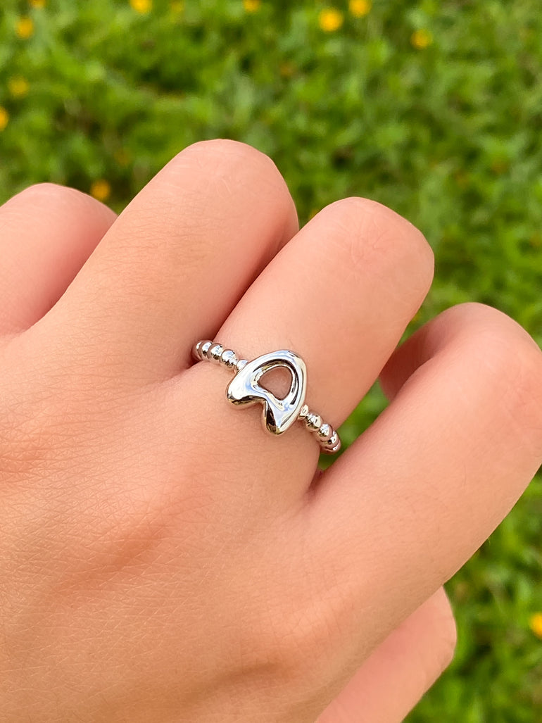 Anillo Plateado Inicial Bubble
