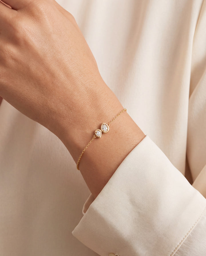 Pulsera Con Doble Gota Zirconias