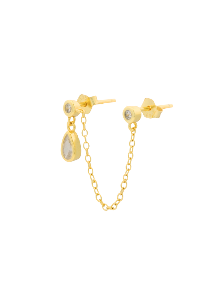 Arete Cadena Con Doble Zirconia y Gota