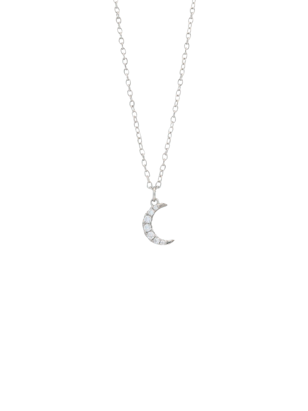 Collar Con Luna Delgada Siete Zirconias