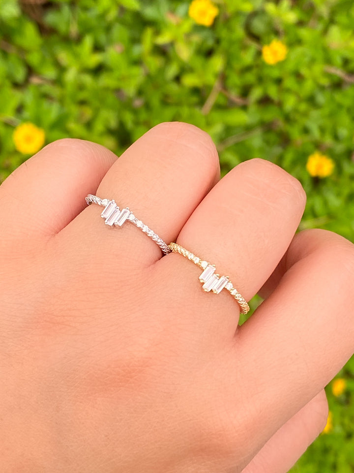 Anillo Tres Zirconias Baguette