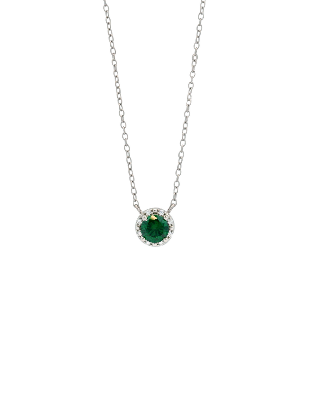 Collar Dije Circulo Con Zirconia Verde