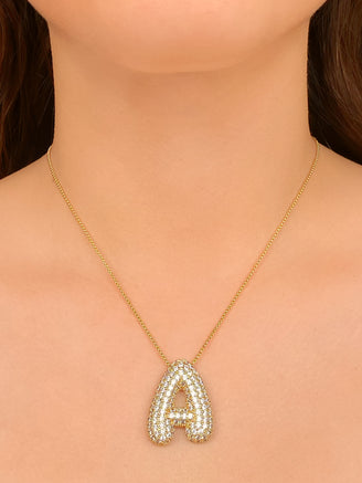 Collar Inicial Bubble Grande Con Zirconias