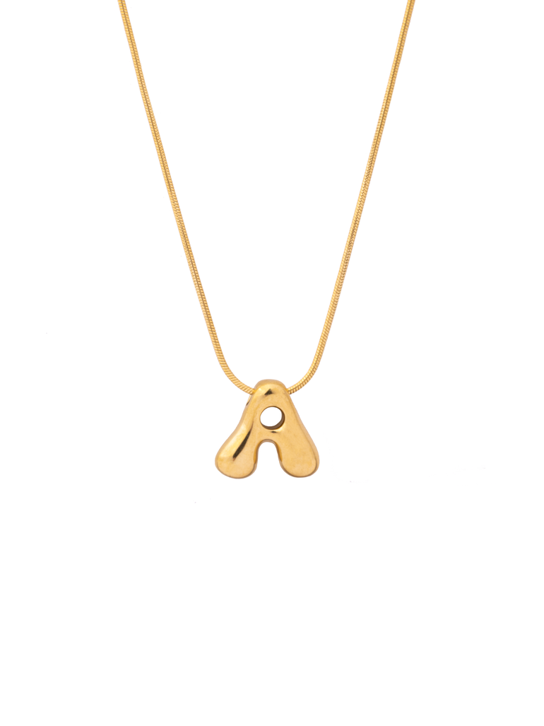 Collar Delgado Inicial Bubble Dorado