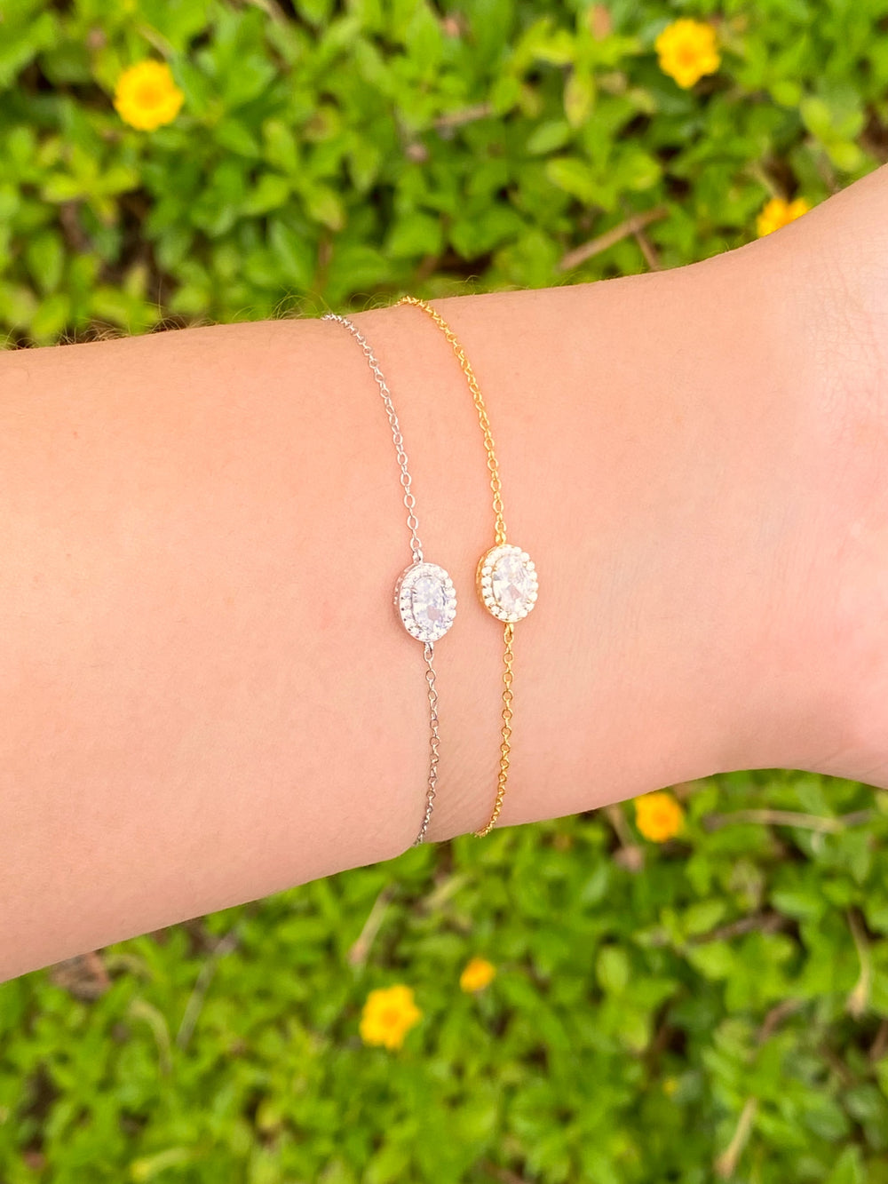 Pulsera Ovalo Con Zirconia Blanca