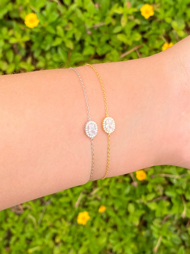 Pulsera Ovalo Con Zirconia Blanca