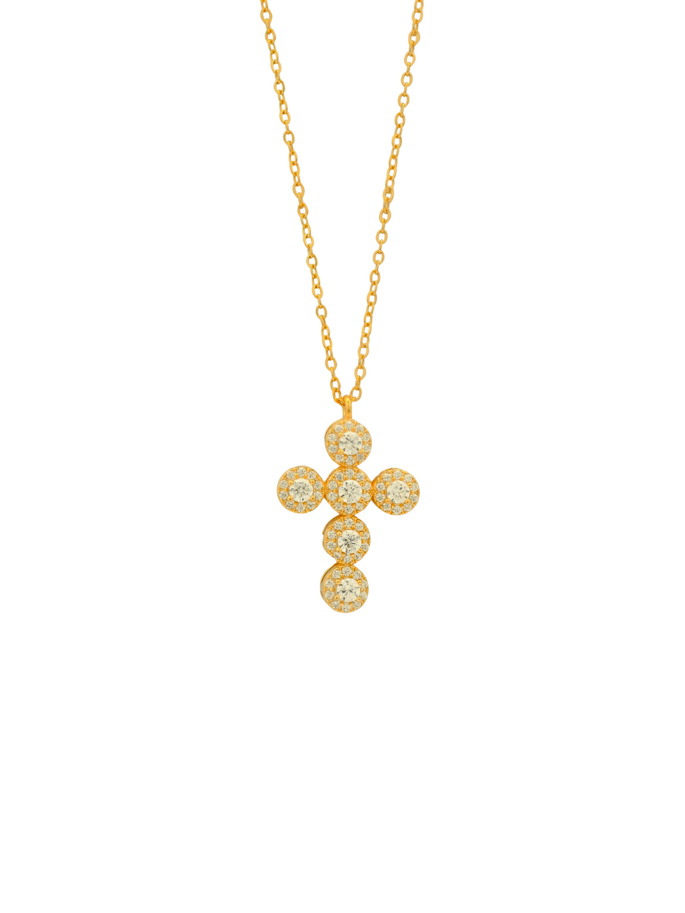 Collar Cruz Zirconias Circulares