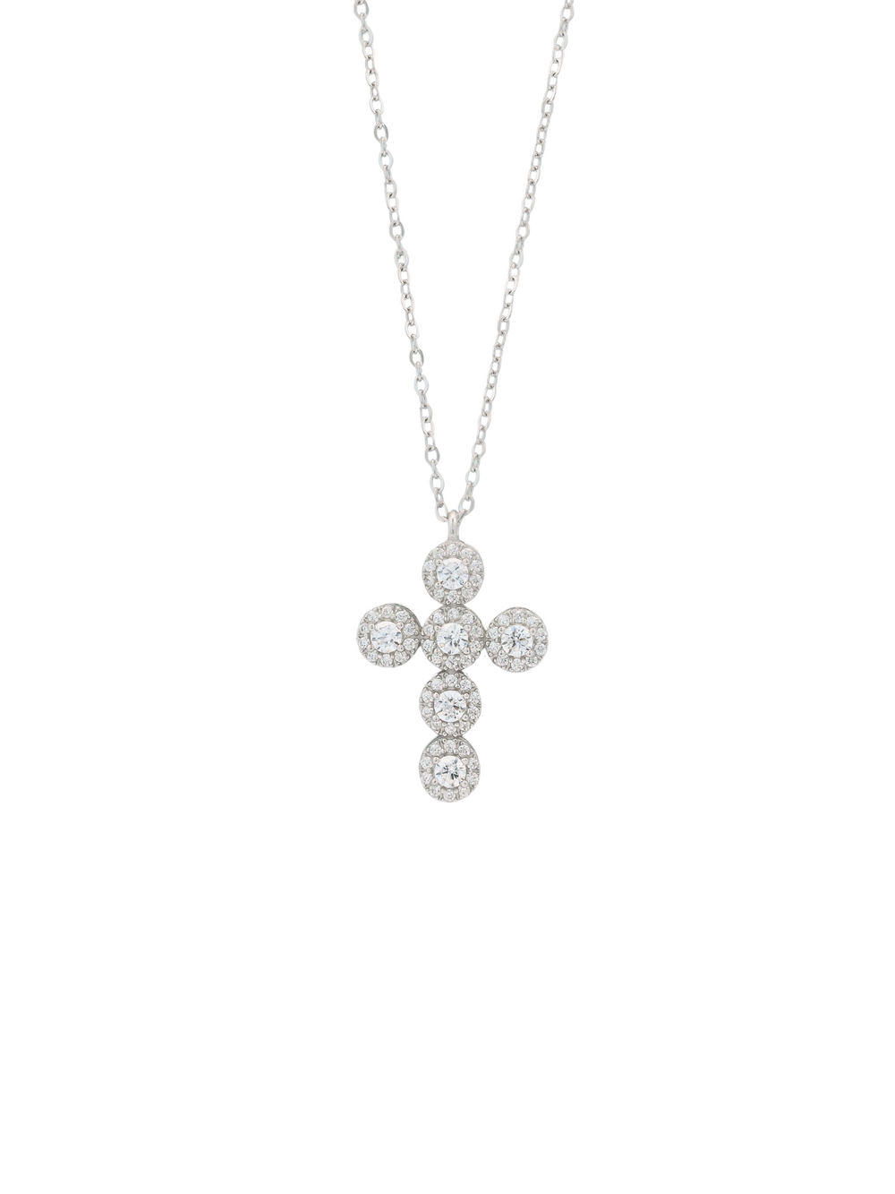 Collar Cruz Zirconias Circulares