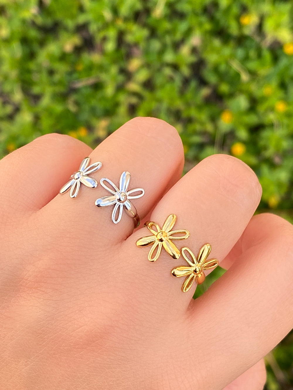 Anillo Doble Flor Abierto
