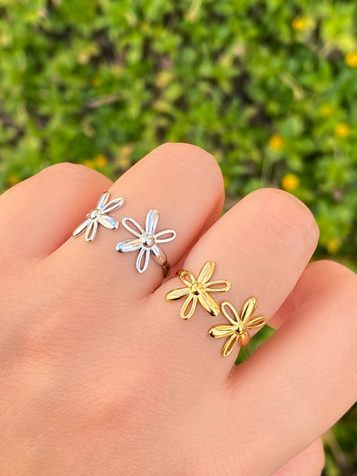 Anillo Doble Flor Abierto