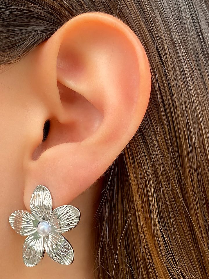 Par Arete Flor Con Perla