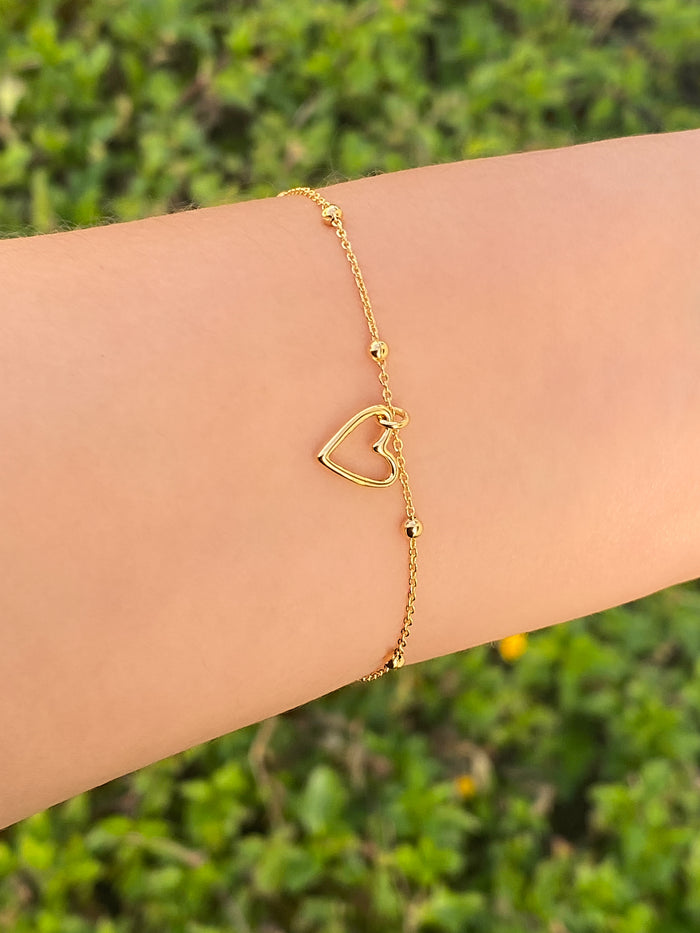 Pulsera Bolitas Con Dije Corazon