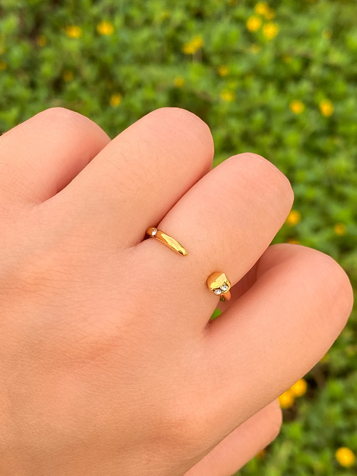 Anillo Clavo Abierto Con Zirconias