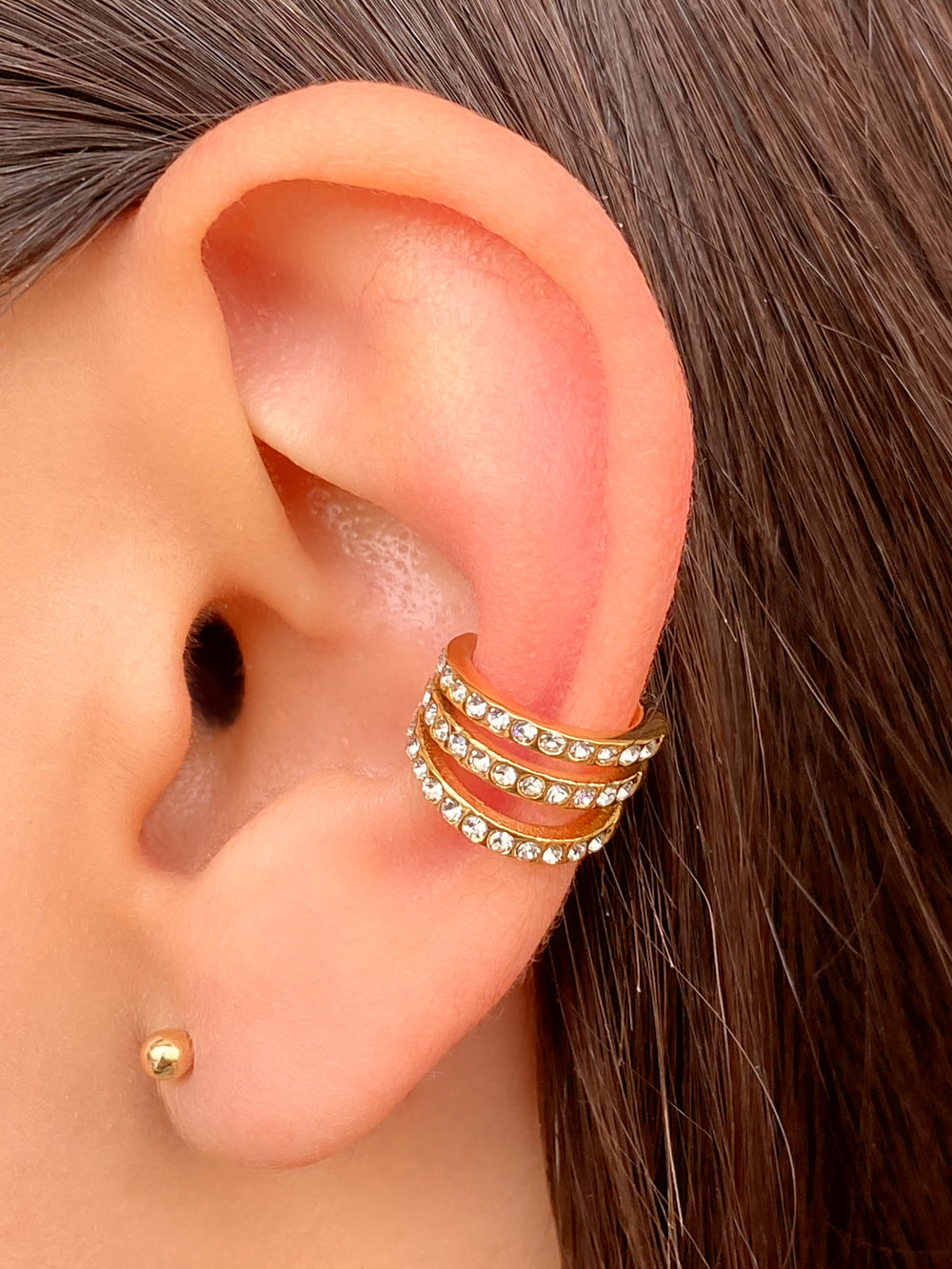 Ear Cuff Triple Linea Zirconias