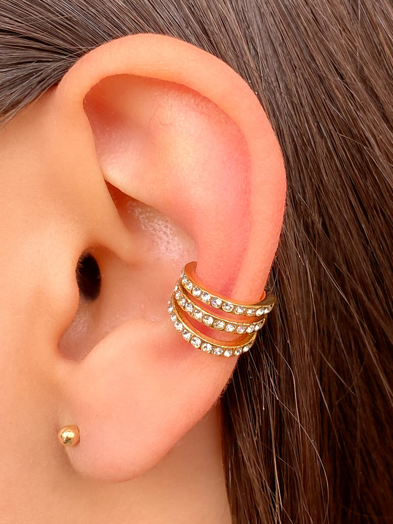 Ear Cuff Triple Linea Zirconias