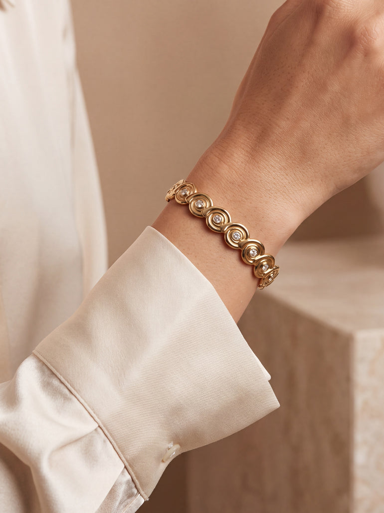 Brazalete Abierto Espiral Con Zirconia
