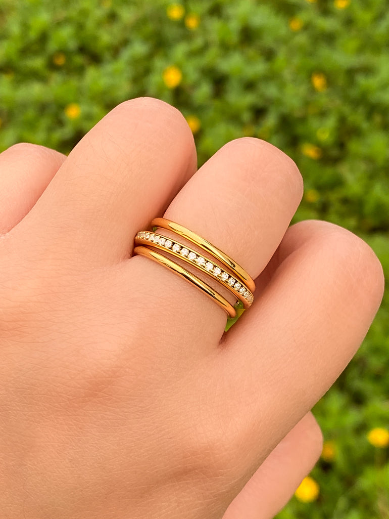 Anillo Triple Aro Con Zirconias