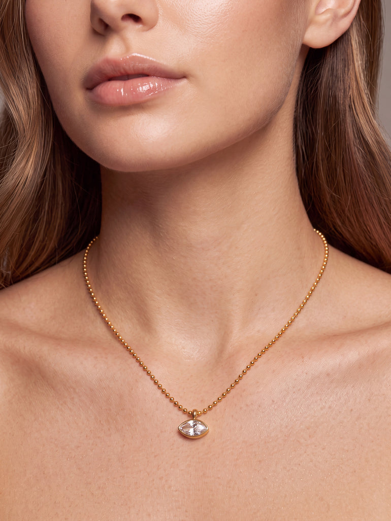 Collar Bolitas Con Dije Zirconia Marquesa