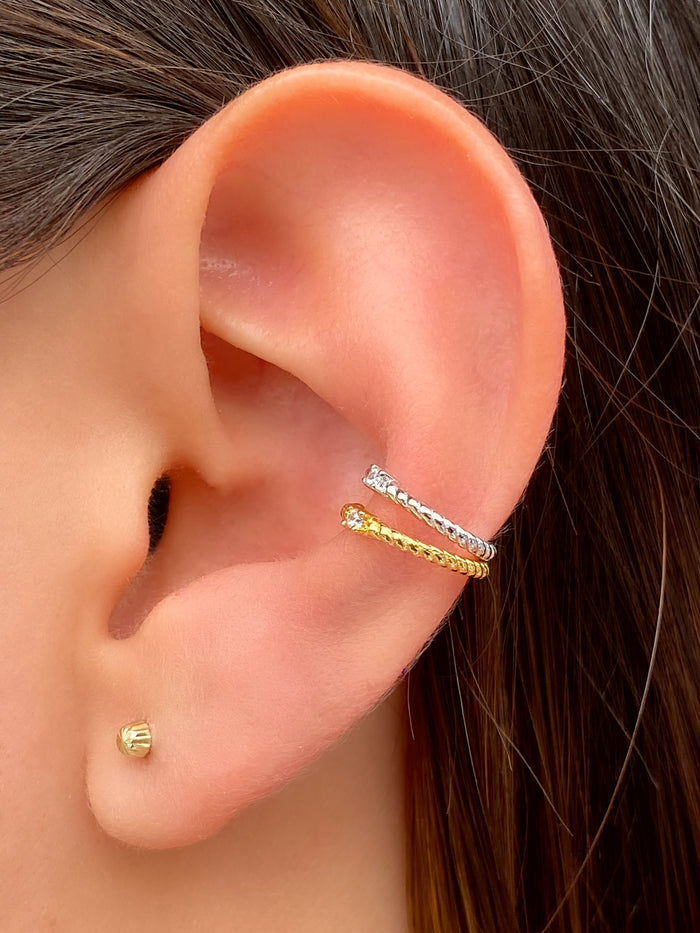 Ear Cuff Trenzado Con Mini Zirconia