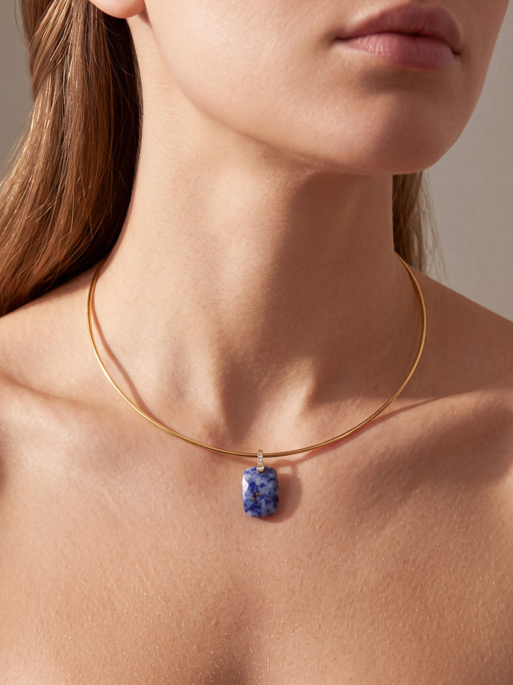 Dije Rectangular Piedra Jaspe Azul