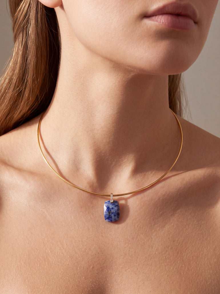Dije Rectangular Piedra Jaspe Azul