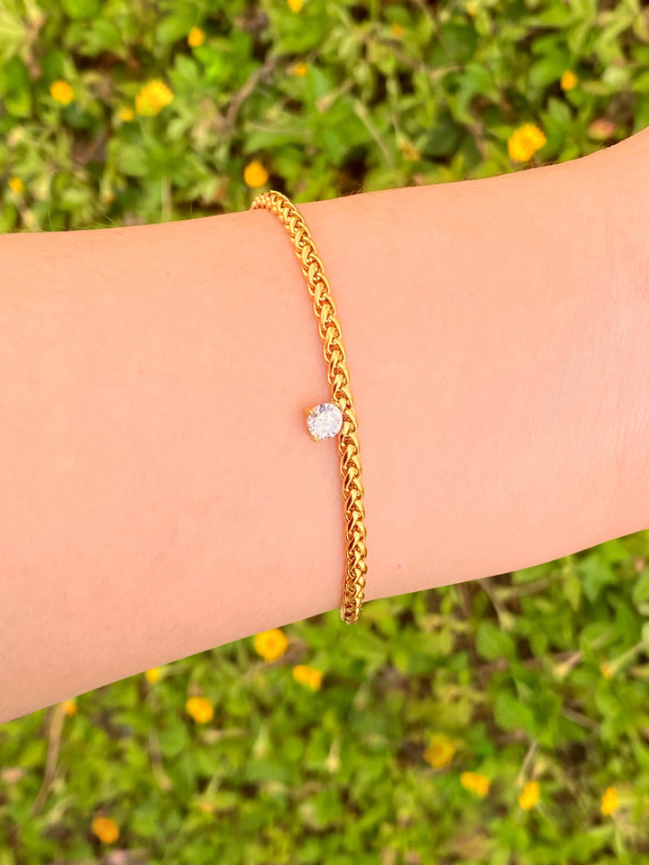 Pulsera Trenzada Con Zirconia