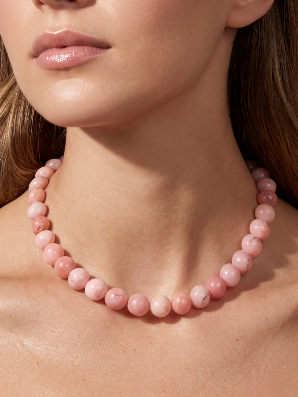 Choker Bolitas Piedra Natural 12 mm