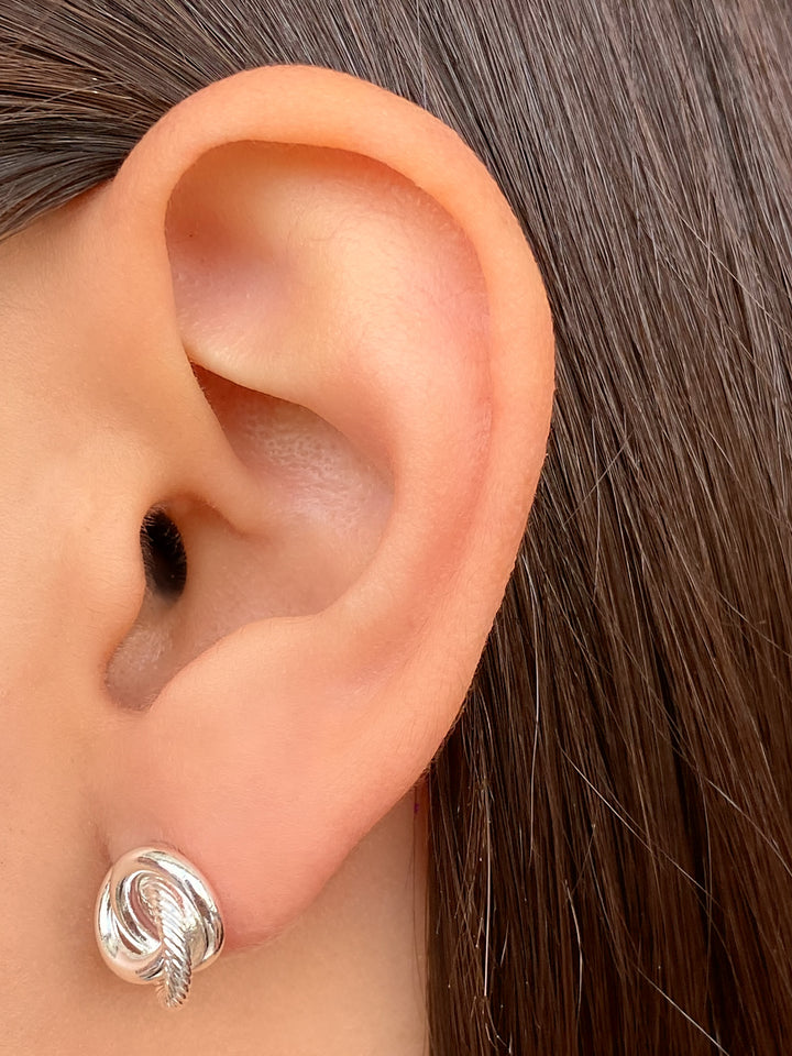 Par Arete Triple Circulo Enlazado Linea Textura