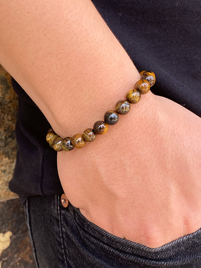 Pulsera Piedra Ojo De Tigre Cafe 8 mm