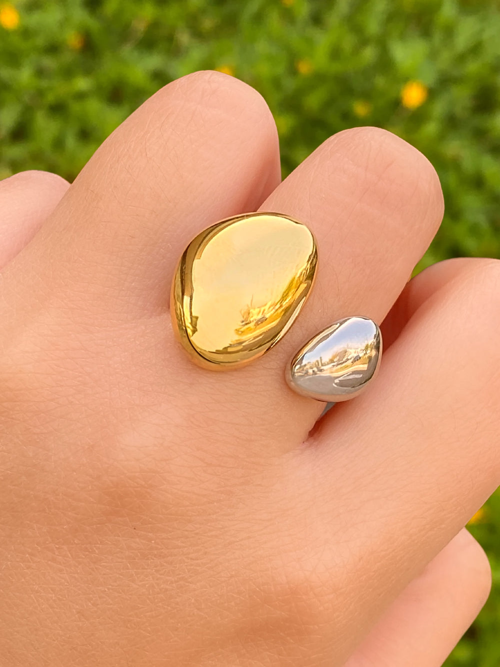 Anillo Doble Ovalo Abierto Chunky