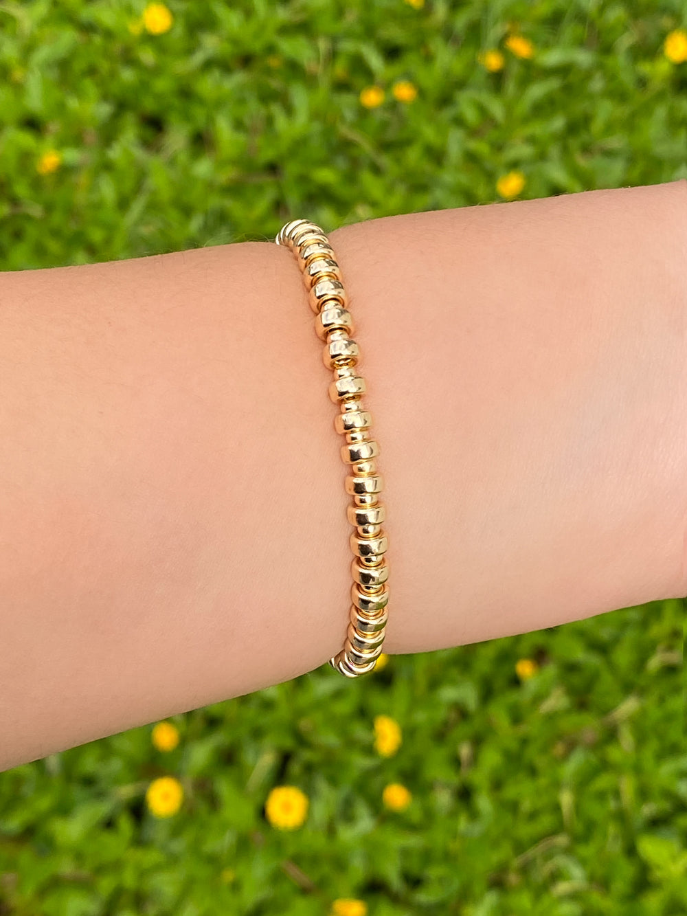 Pulsera Con Rondel Y Bolitas Gold Filled