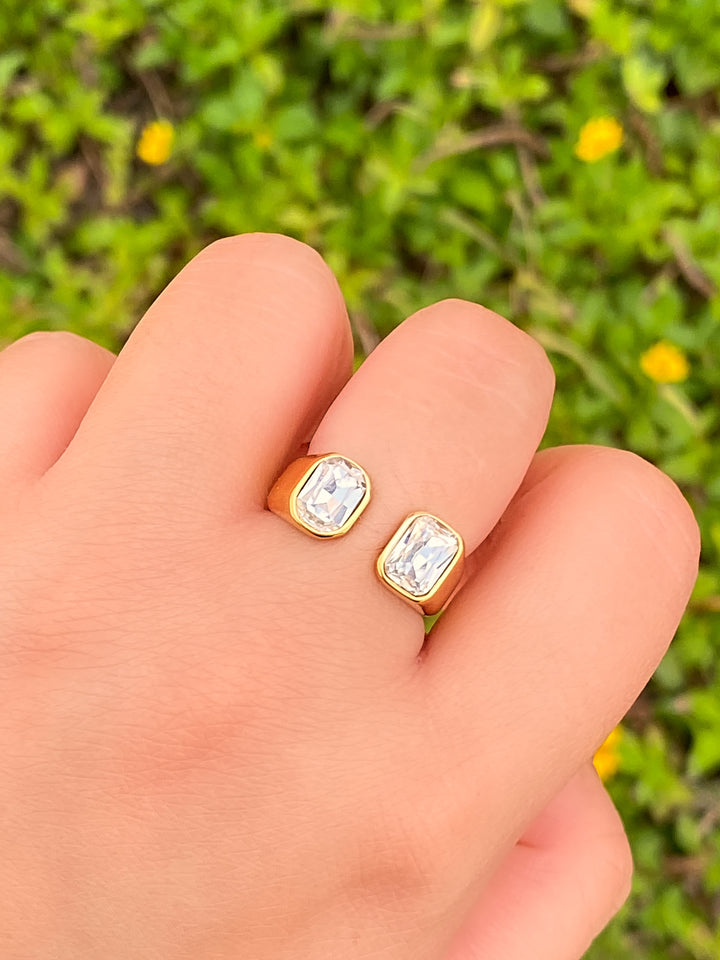 Anillo Abierto Con Zirconias Baguette