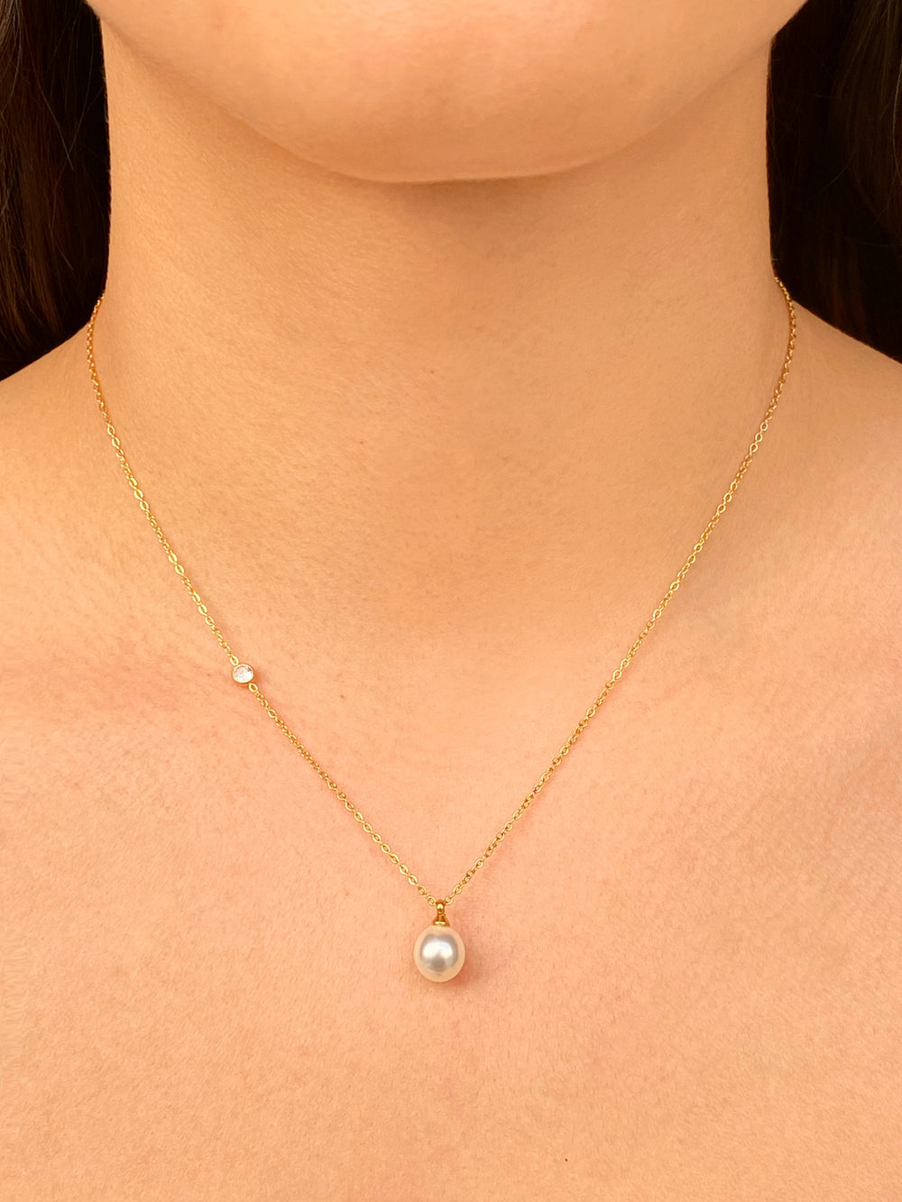 Collar Perla Con Zirconia