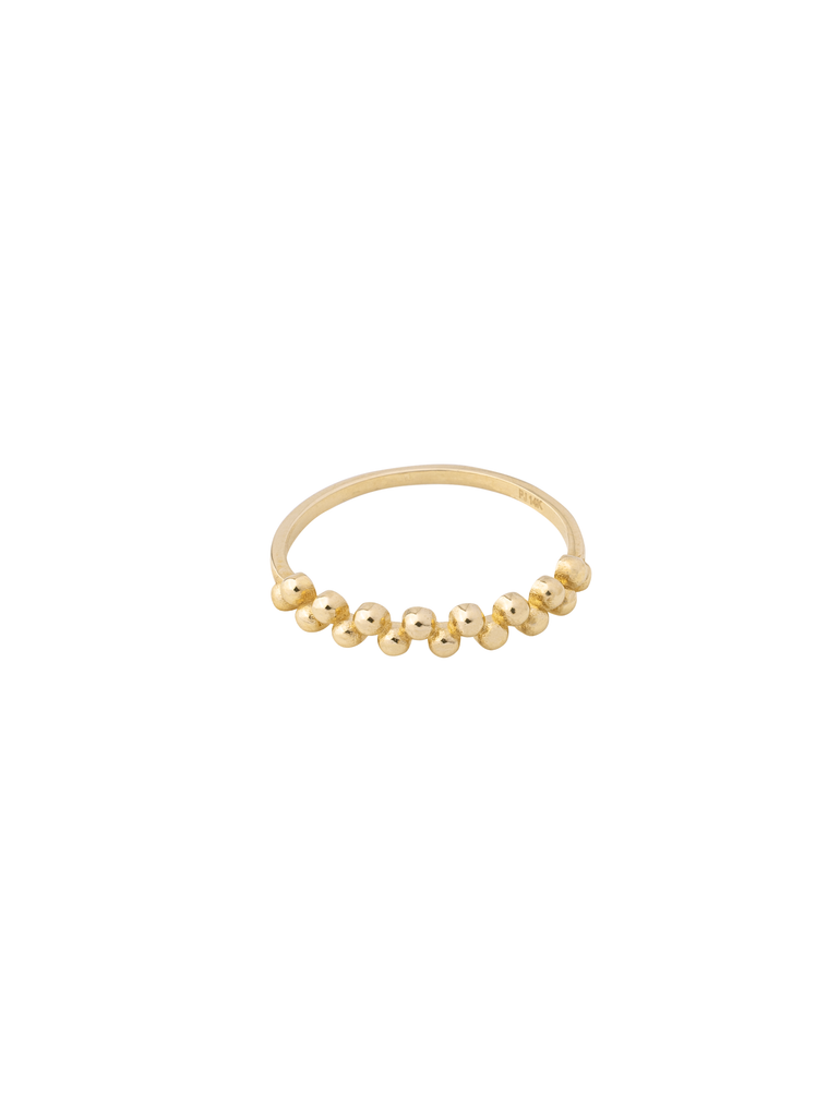 Anillo Bolitas Zig Zag Oro 14k