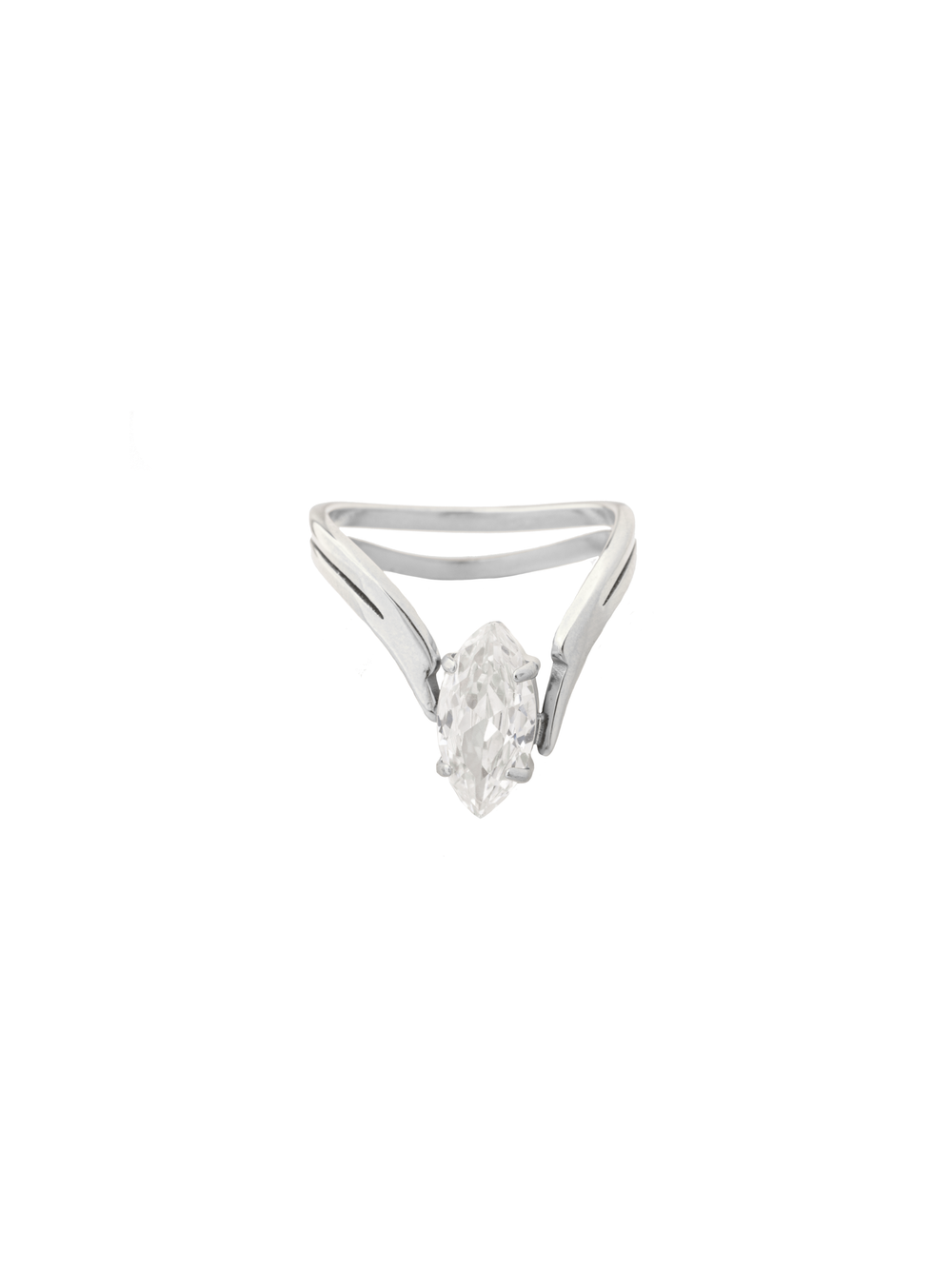 Anillo Forma V Con Zirconia Ovalada