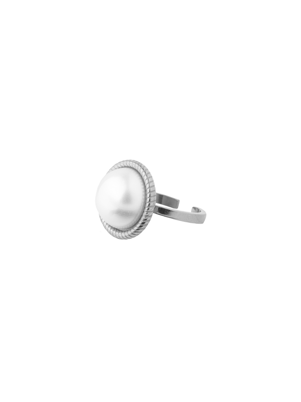 Anillo Perla Redonda Con Contorno