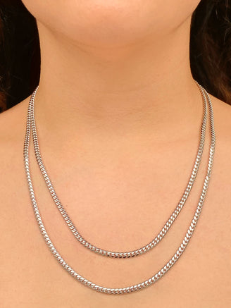 Cadena Eslabon Cubano 4 mm Oro Blanco 14k