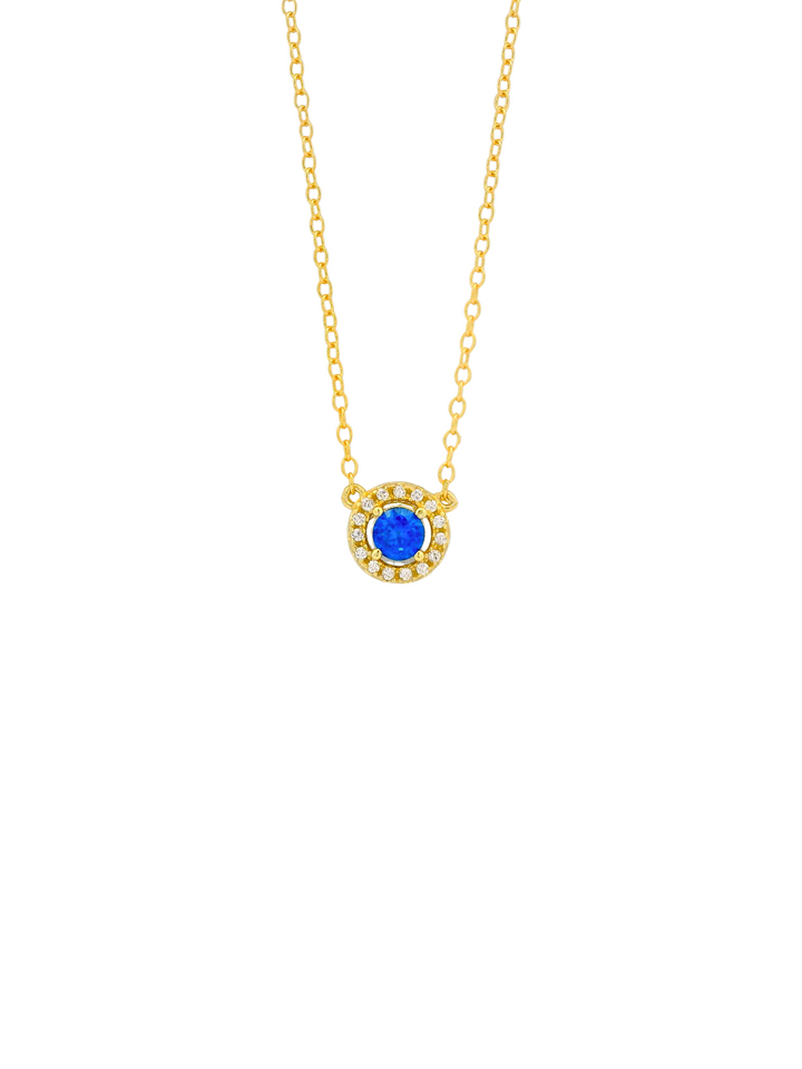Collar Con Dije Circular Piedra Con Zirconias