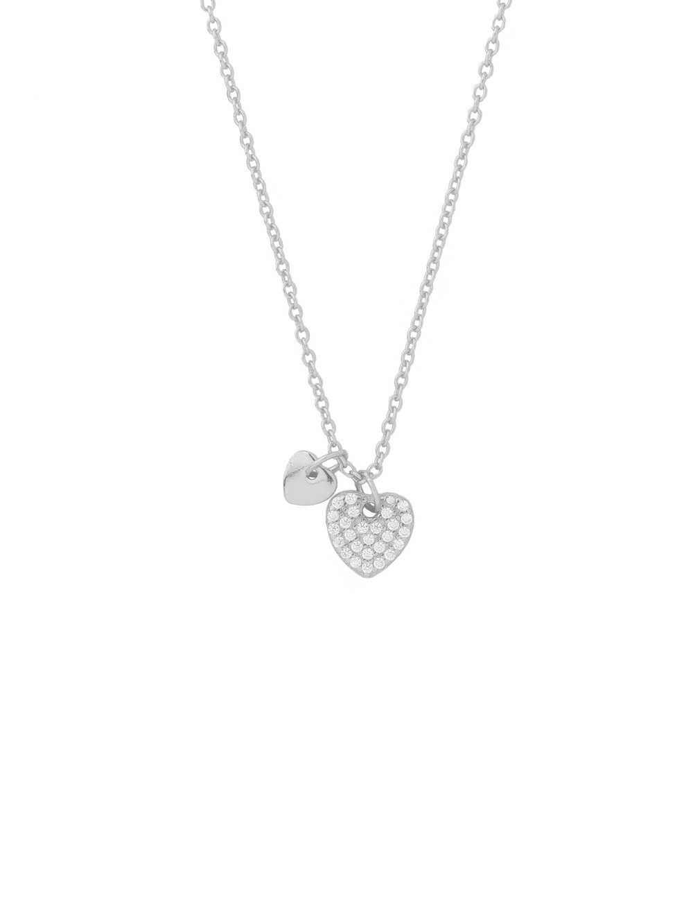 Collar Dije Doble Corazon Con Zirconias