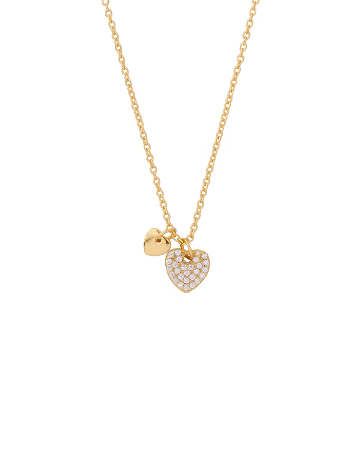 Collar Dije Doble Corazon Con Zirconias