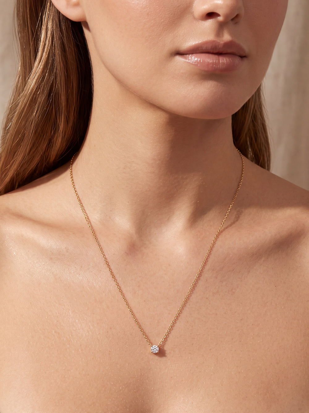Collar Solitario Corte Round 0.3 Ct Diamante Lab Grown