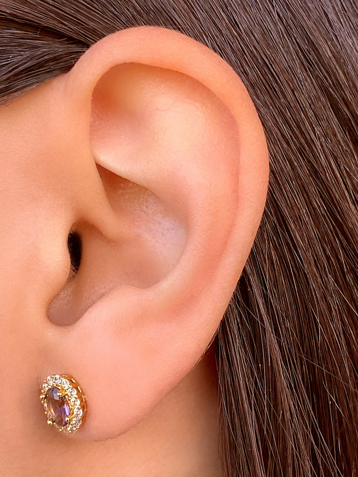 Par Arete Ovalado Birthstone