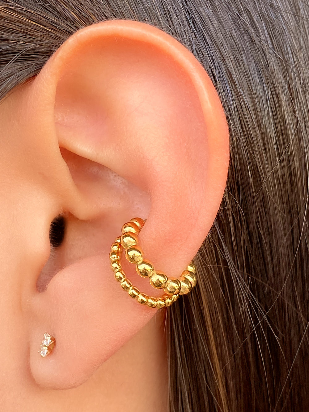 Ear Cuff Doble Con Bolitas
