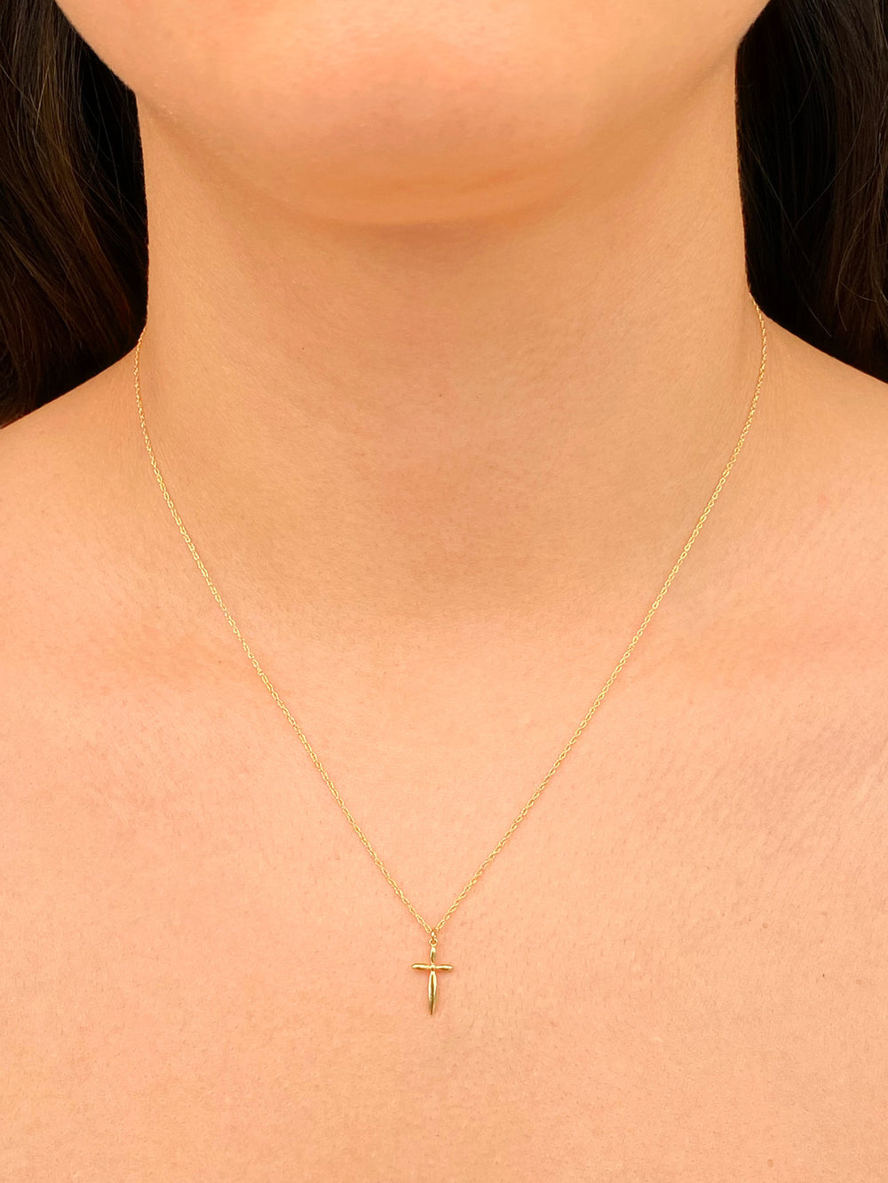 Collar Dije Cruz Redonda Oro 14k