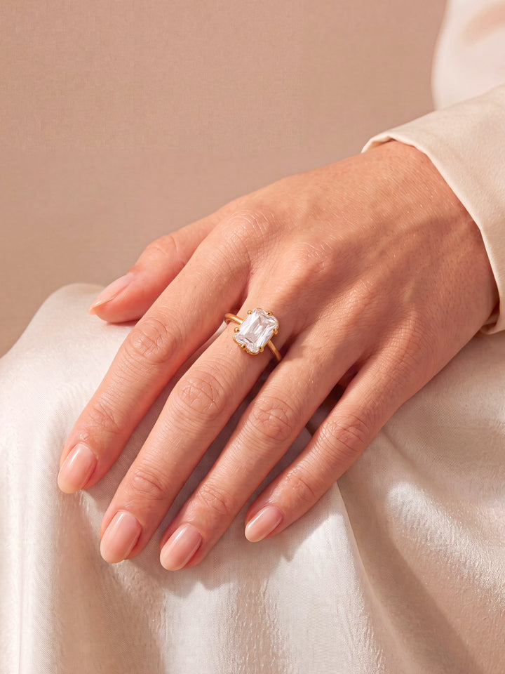 Anillo Zirconia Baguette Central