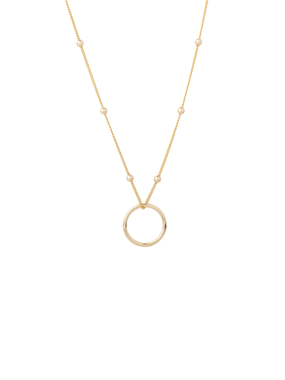 Collar Bolitas Con Dije Contorno Circulo