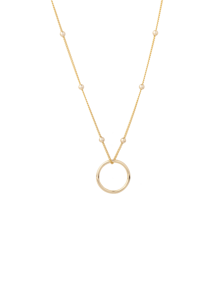 Collar Bolitas Con Dije Contorno Circulo