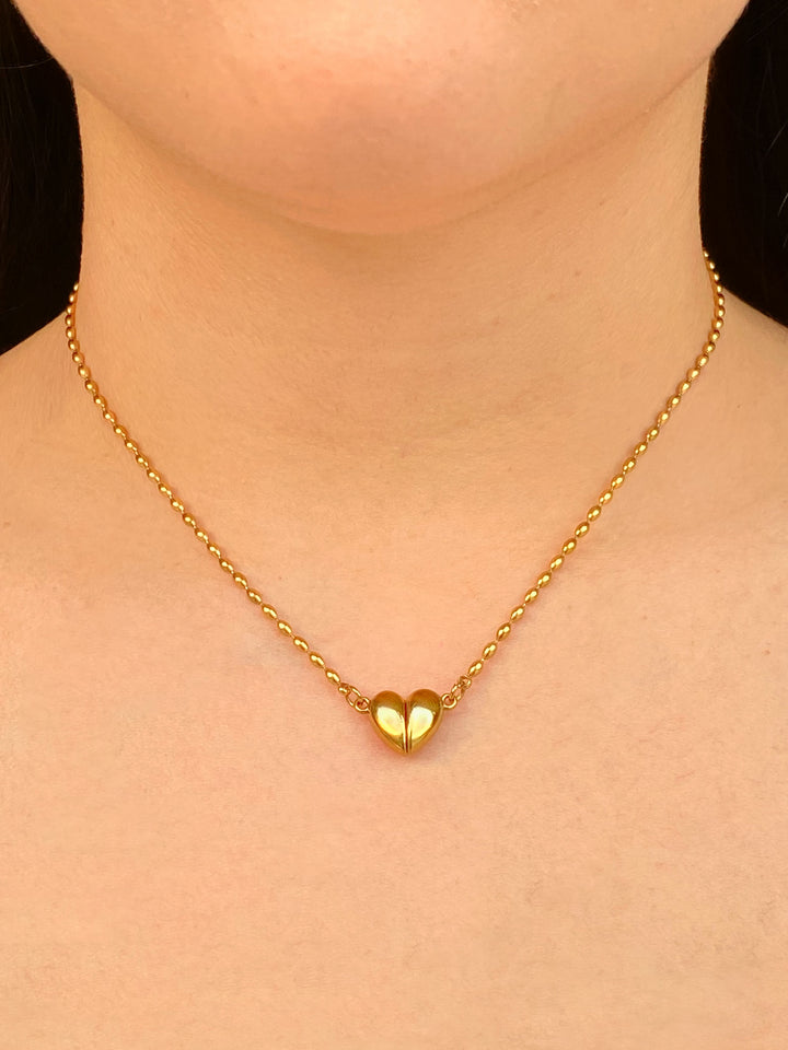 Choker Bolitas Con Corazon Dividido