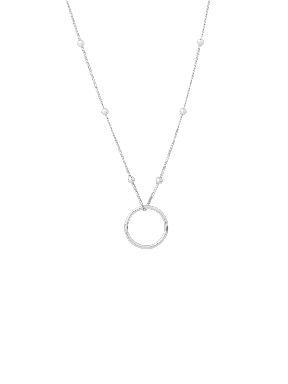 Collar Bolitas Con Dije Contorno Circulo