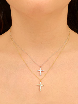 Collar Delgado Con Cruz Zirconias